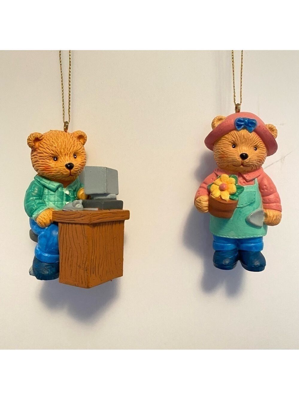 Avon Gift Collection Hobby Bear Computer & Gardening Ornaments 1996 Vintage